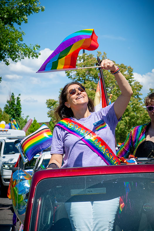 Mayor Guyleen Castriotta at the first annual LGBTQ+ Motorcade